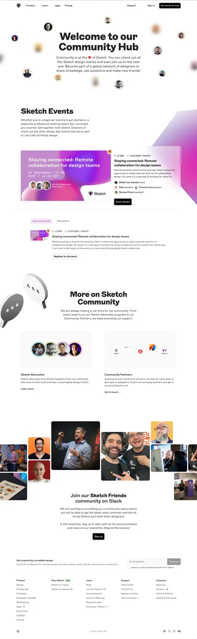 Desktop design for Sketch: Events